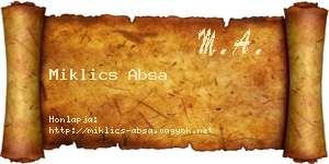Miklics Absa névjegykártya
